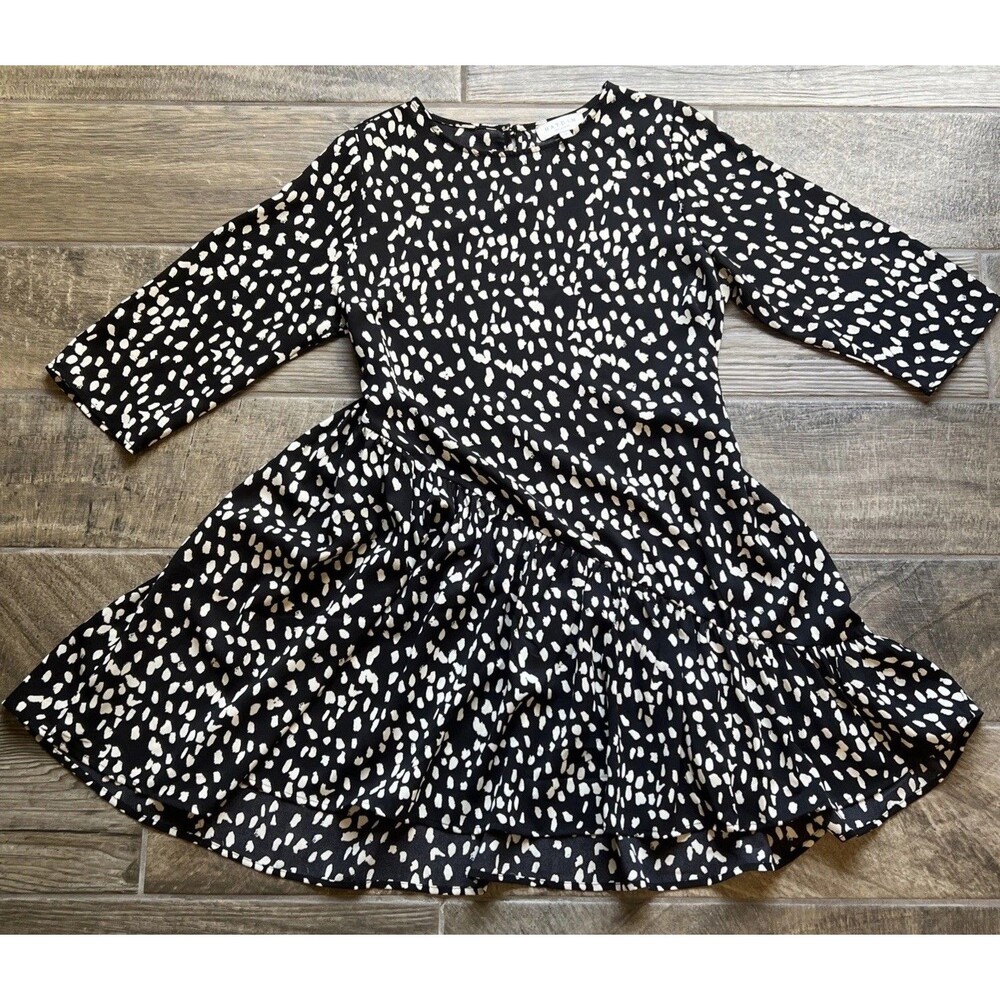 Hayden Los Angeles Womens Large Black White Tiered Ruffle Dress Boho